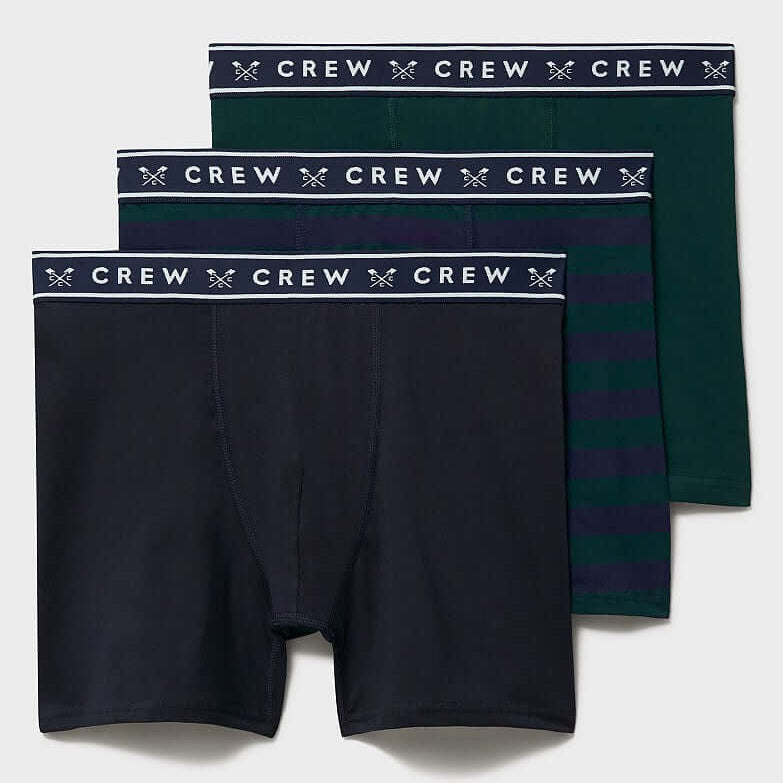 Crew Clothing men's 3 pack jersey boxers - Navy & Green