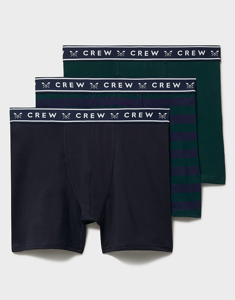 Crew Clothing men's 3 pack jersey boxers - Navy & Green
