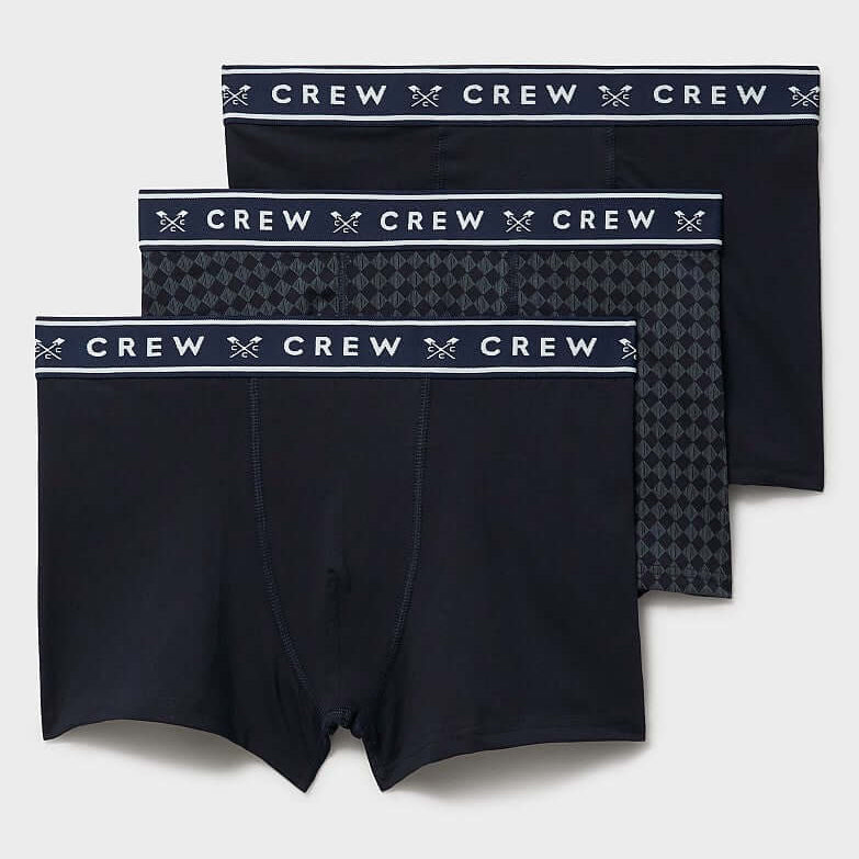Crew Clothing men's 3 pack trunks - Navy & Blue Marl