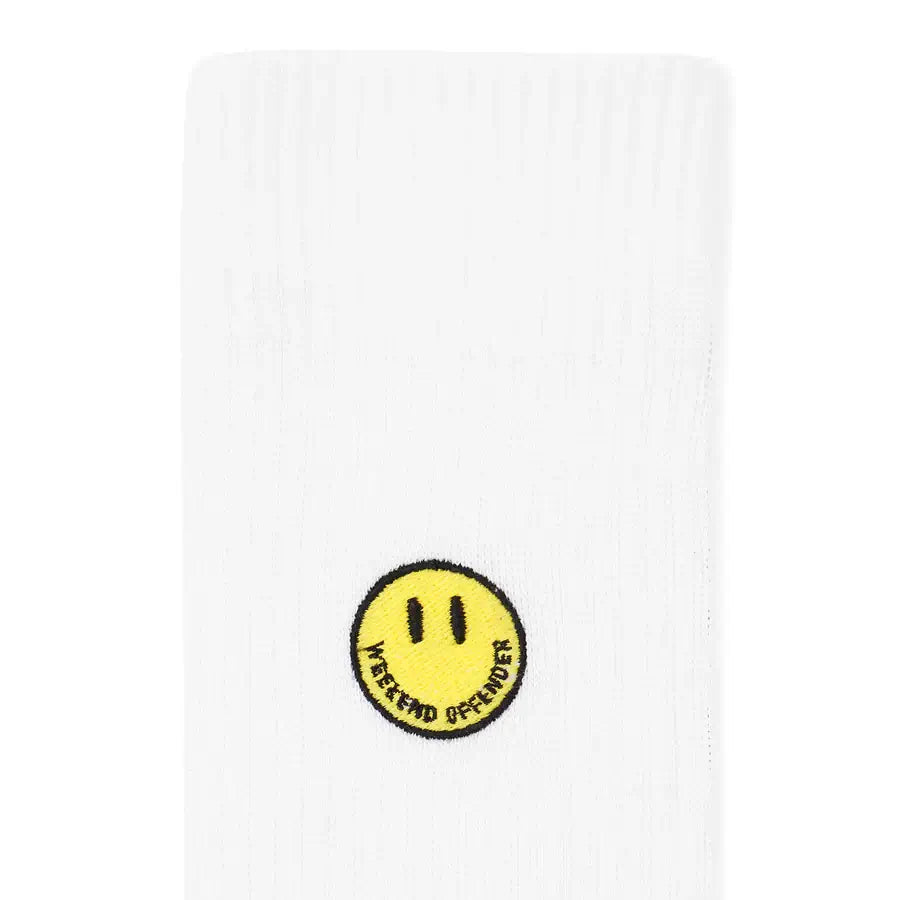 Weekend Offender Smiley Sports Socks White - 3 Pack