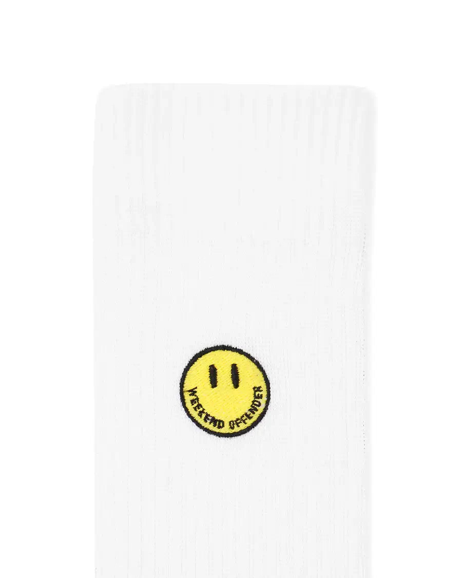 Weekend Offender Smiley Sports Socks White - 3 Pack