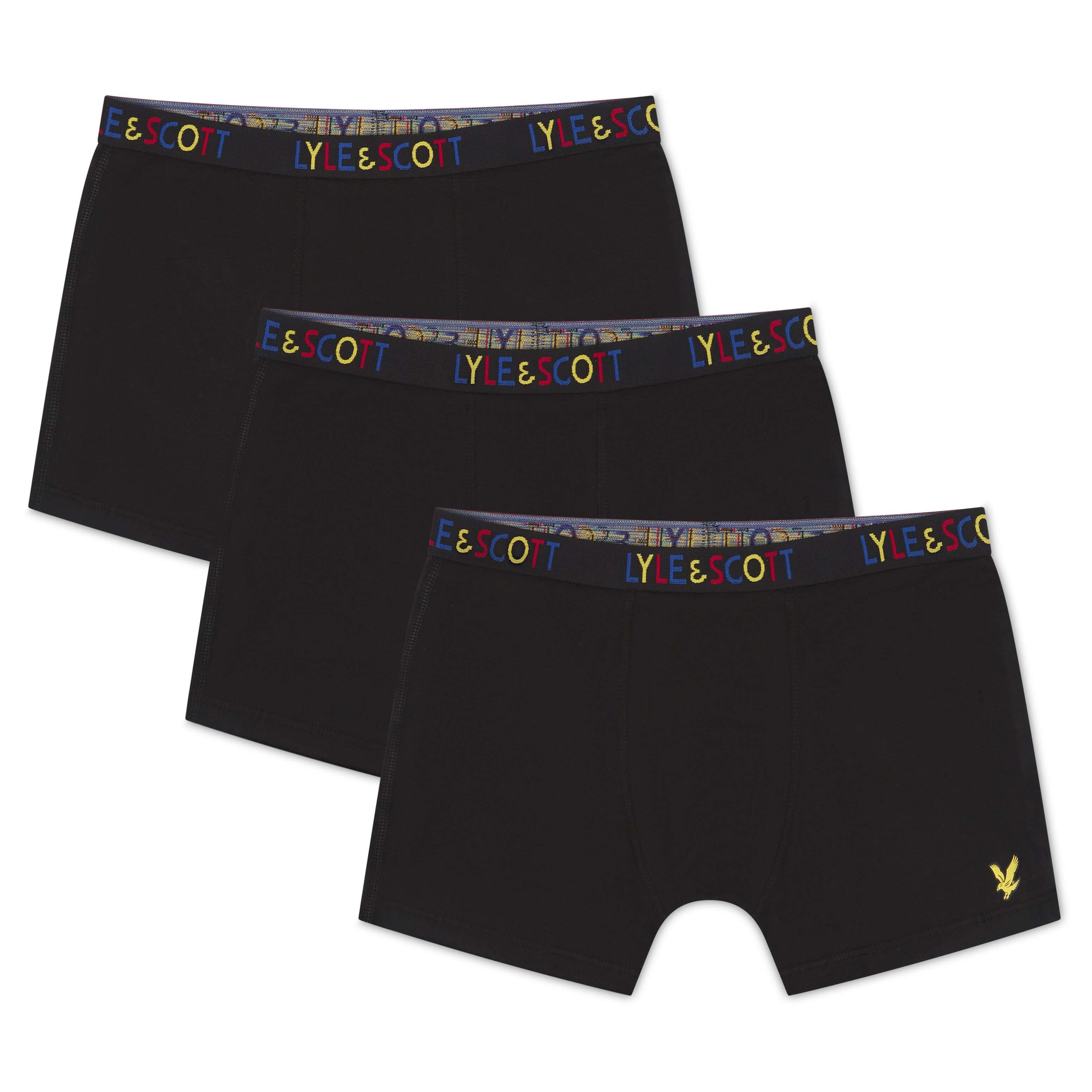 Lyle and Scott 3 Pack Boys Nevan Boxers - Black Multi