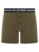 G-Star Men’s 3 Pack Button Fly Cotton Stretch Trunks – Black, Olive, Green