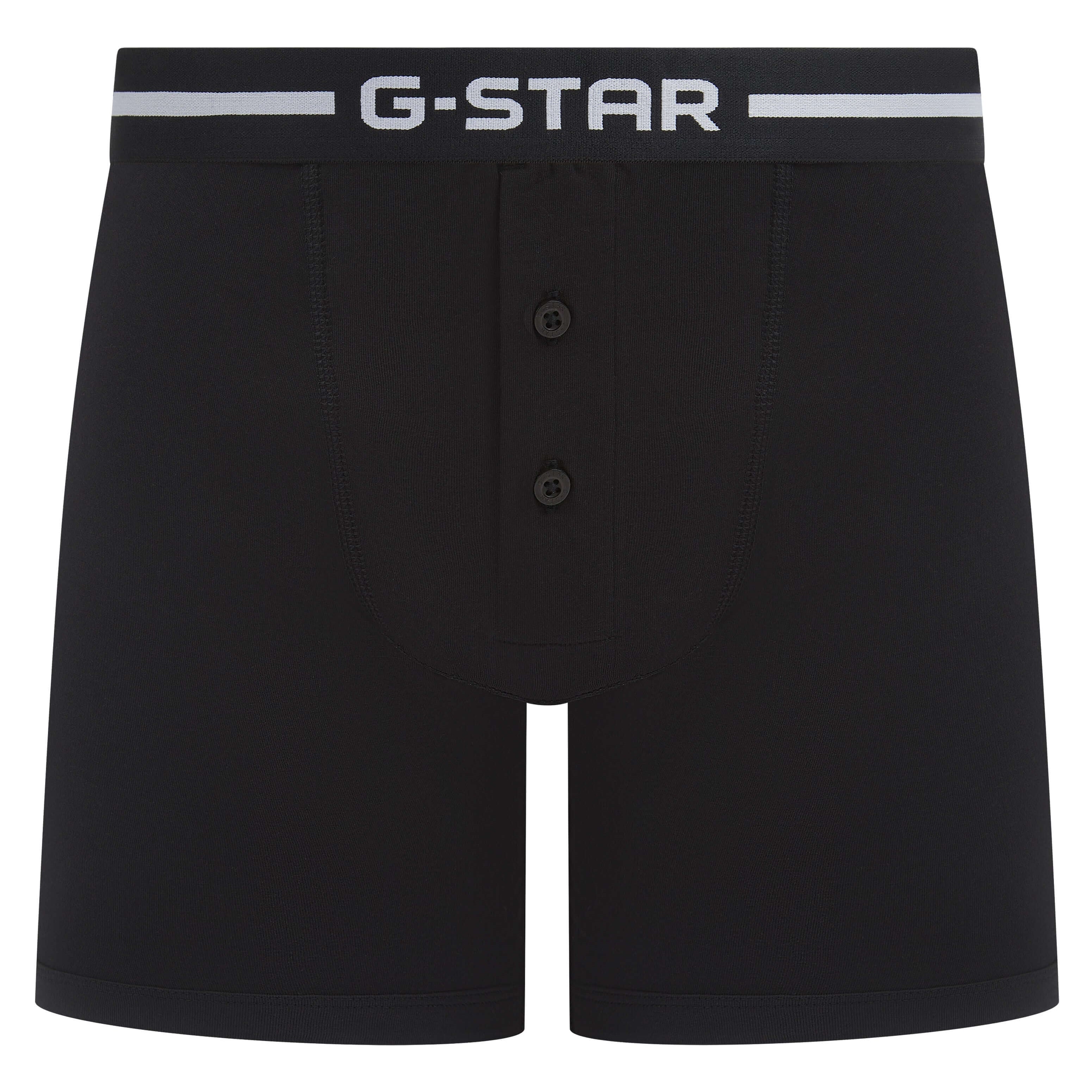 G-Star Men’s 3 Pack Button Fly Cotton Stretch Trunks – Black, Olive, Green
