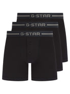G-Star Men’s 3 Pack Button Fly Cotton Stretch Trunks – Black