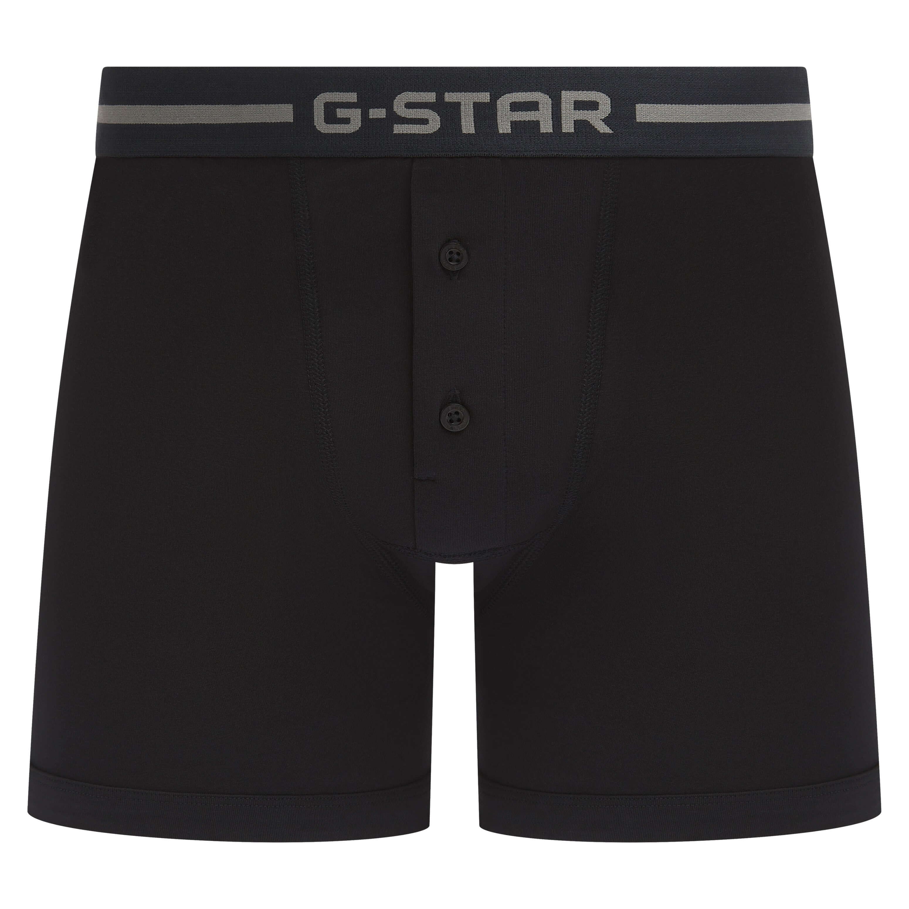 G-Star Men’s 3 Pack Button Fly Cotton Stretch Trunks – Black