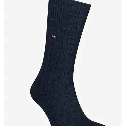 Tommy Hilfiger Cable Wool Sock - Navy | Warm Winter Designer Sock