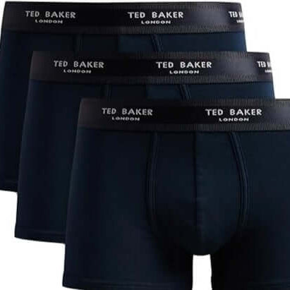 Ted Baker 3 Pack Fashion Cotton Stretch Solid Trunks - Navy