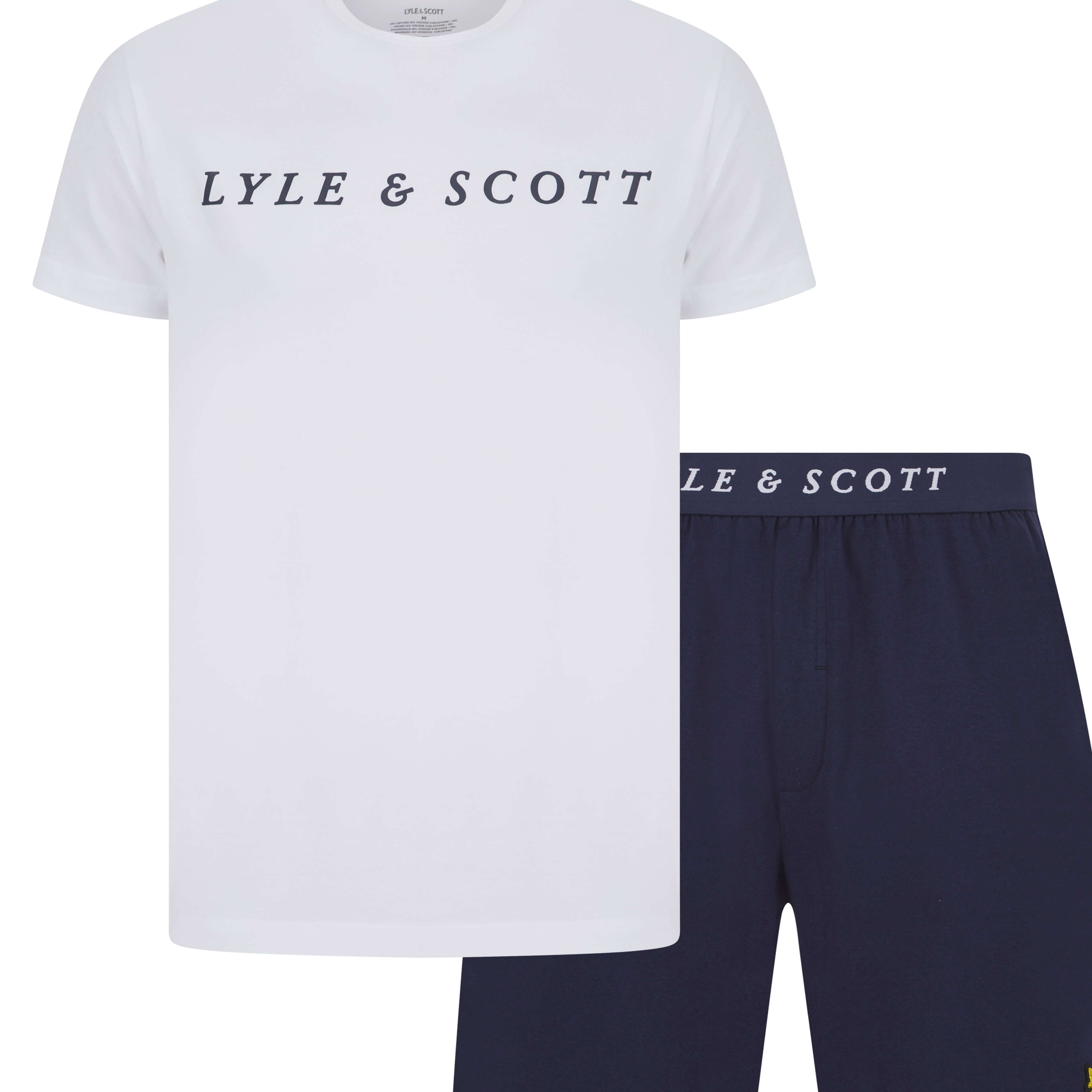 Lyle & Scott Oakley Shorts Lounge Set - Bright White / Peacoat