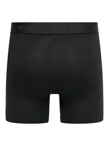 Only & Sons Onsfitz 3 Pack Solid Cotton Stretch Boxer - All Black