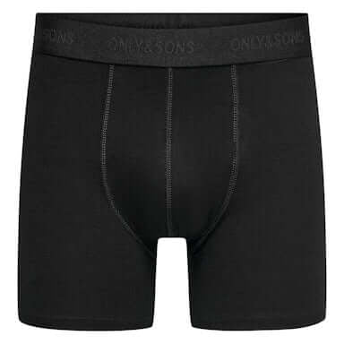 Only & Sons Onsfitz 3 Pack Solid Cotton Stretch Boxer - All Black
