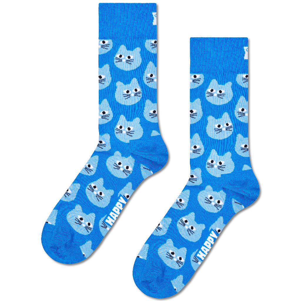 Happy Socks Cat Face Socks Blue P006115