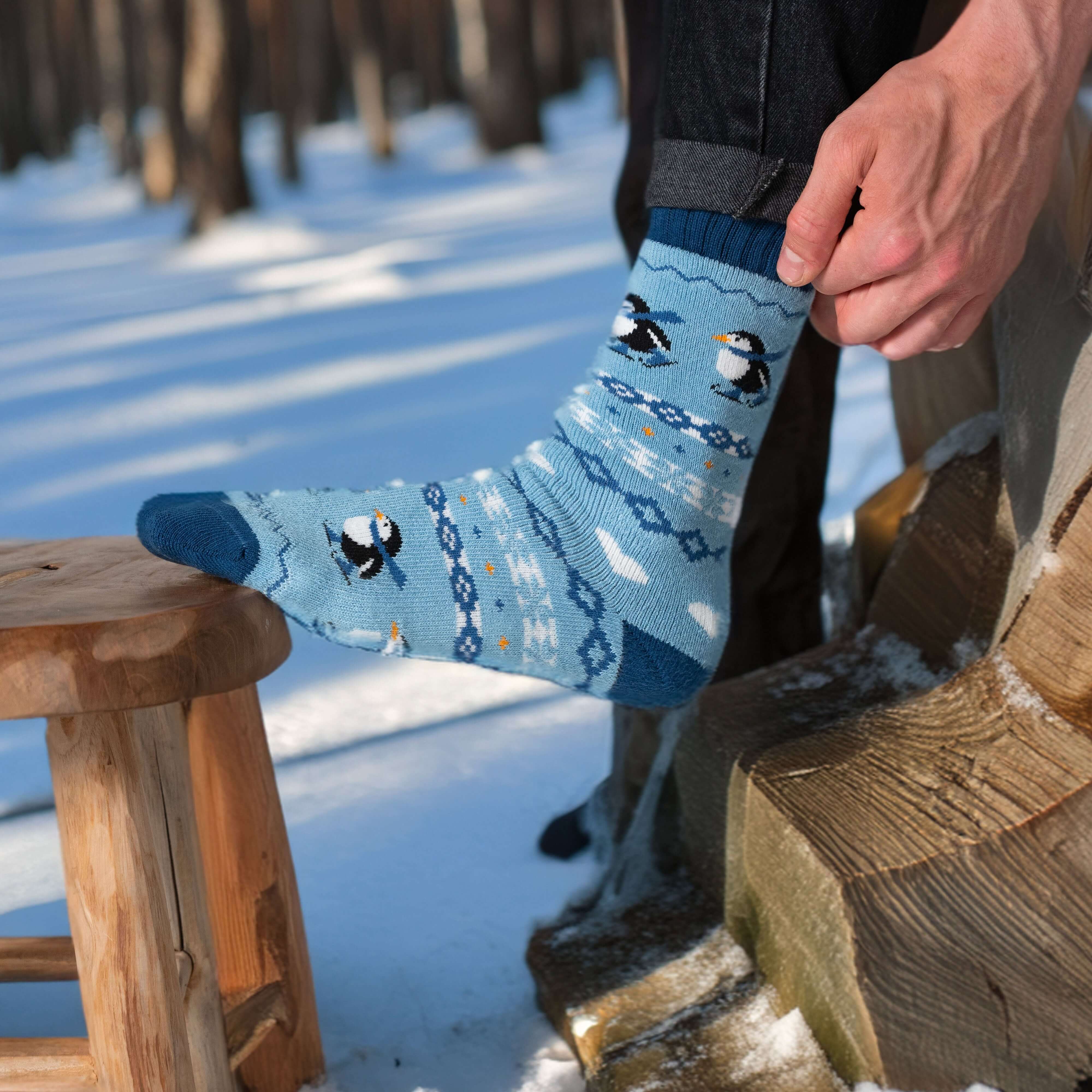 Polar Star Isflak Nordic Warm Crew Socks – Enchanted Winter Scene