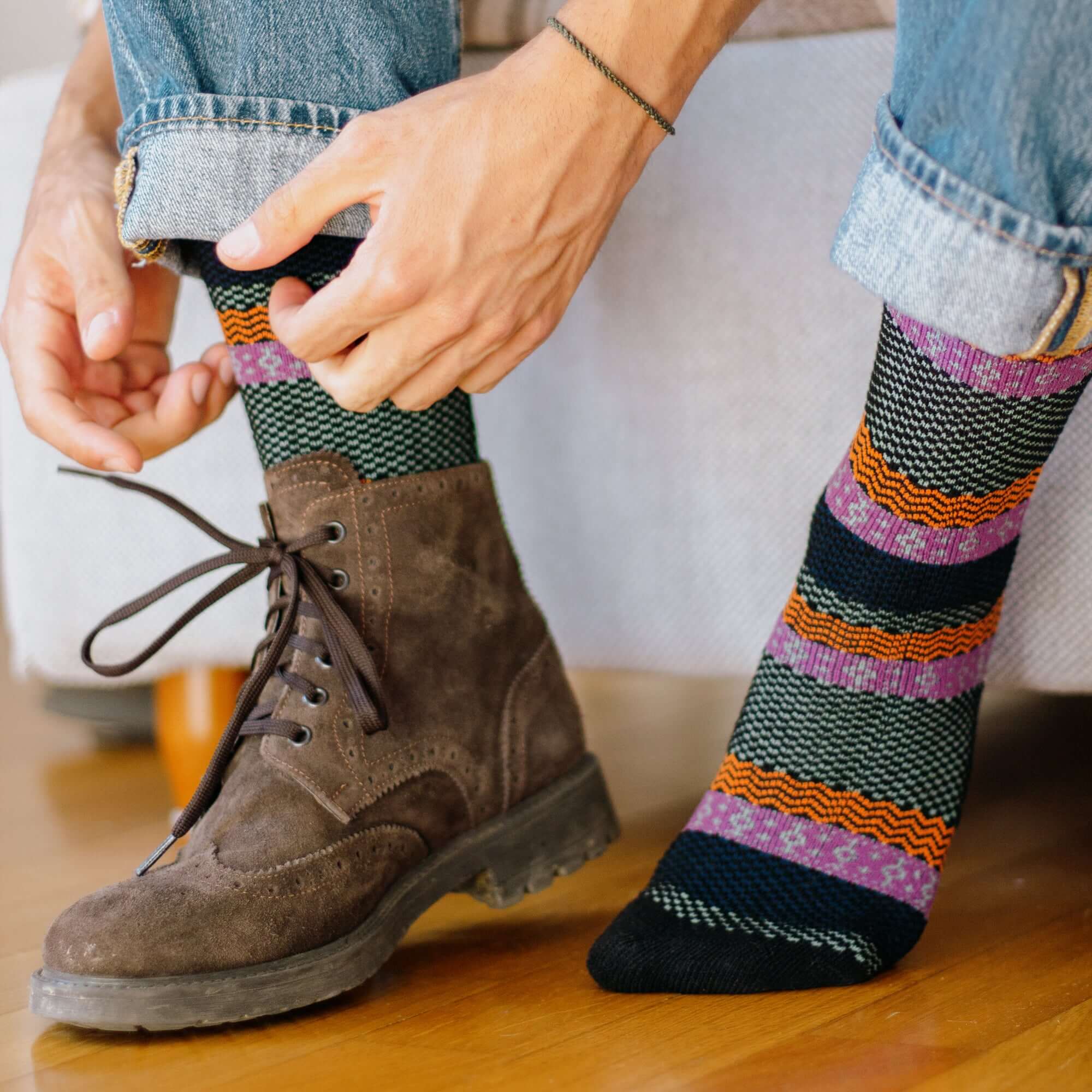 Polar Star Tore Nordic Warm Crew Socks – Classic Checkerboard Style