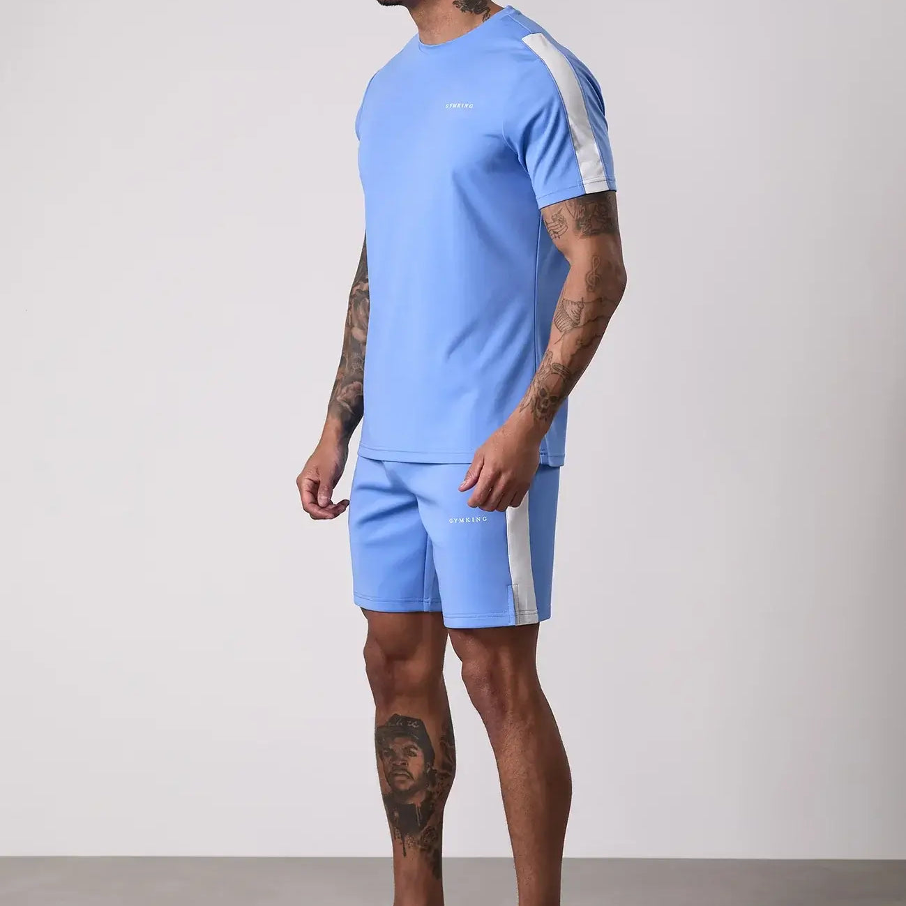 Gym King Core Plus Poly 2.0 Shorts - Provence Blue/White