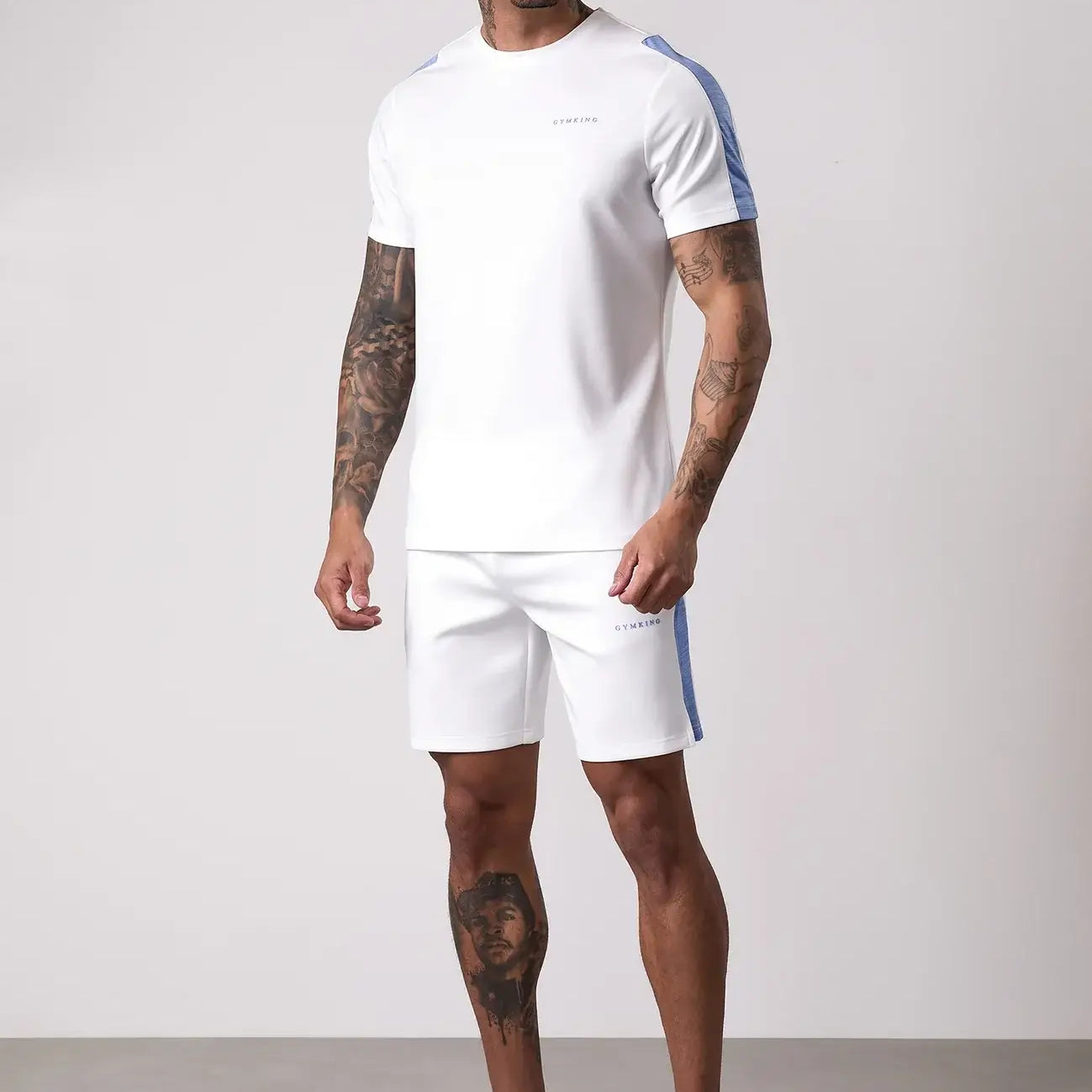 Gym King Core Plus Poly 2.0 Shorts - White/Provence Blue