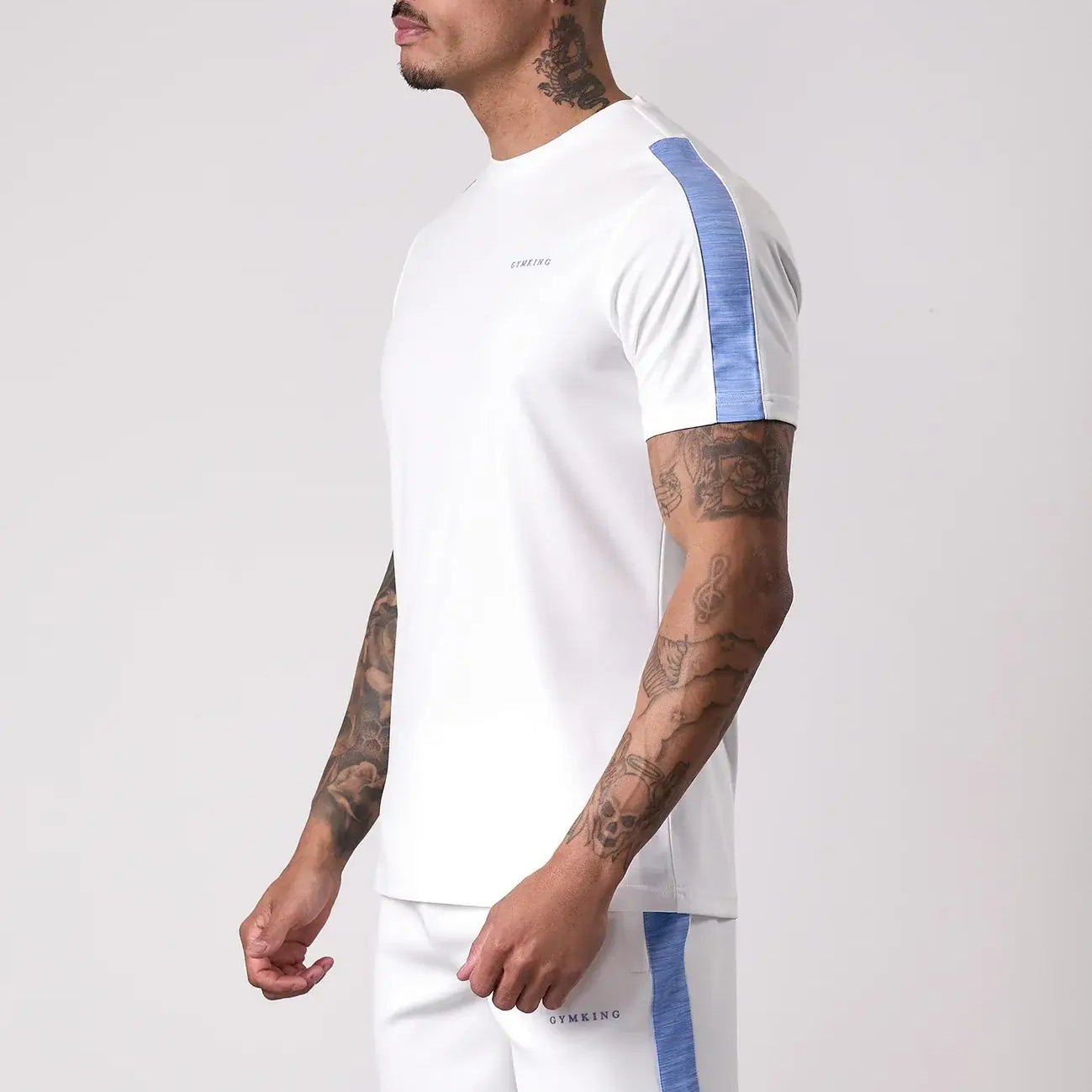 Gym King Core Plus Poly 2.0 Tee - White / Blue T-shirt