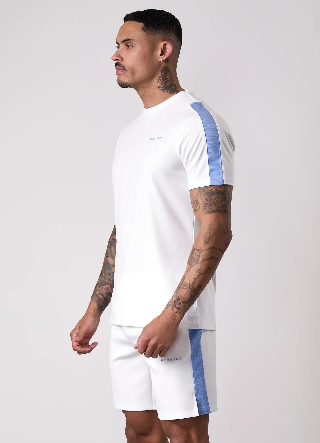 Gym King Core Plus Poly 2.0 Tee - White / Blue T-shirt