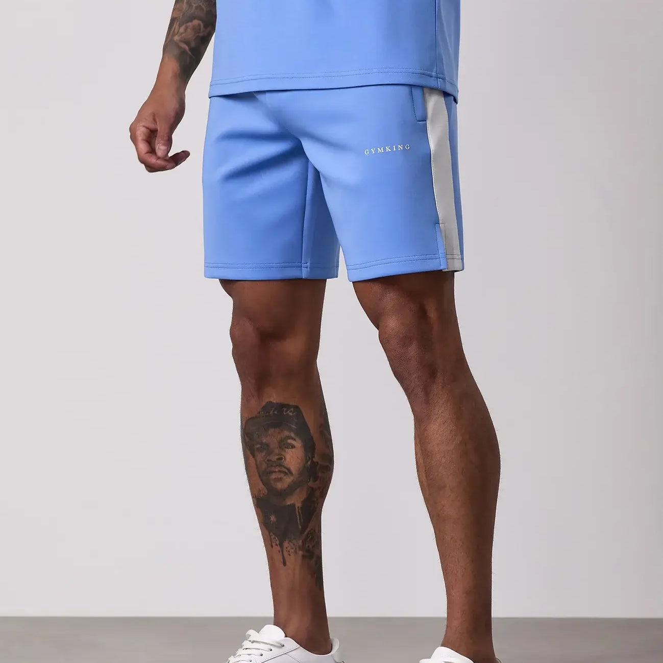 Gym King Core Plus Poly 2.0 Shorts - Provence Blue/White