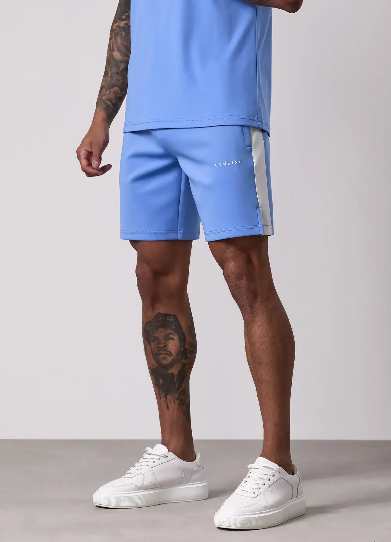 Gym King Core Plus Poly 2.0 Shorts - Provence Blue/White