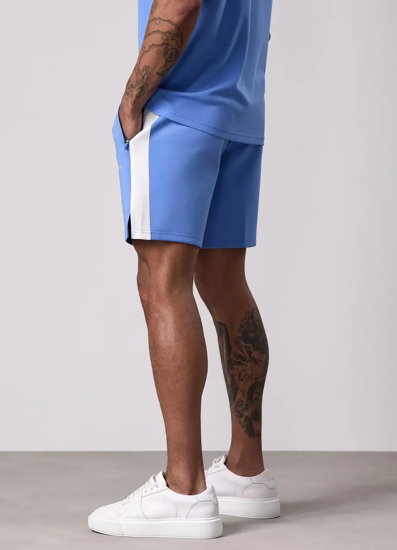 Gym King Core Plus Poly 2.0 Shorts - Provence Blue/White
