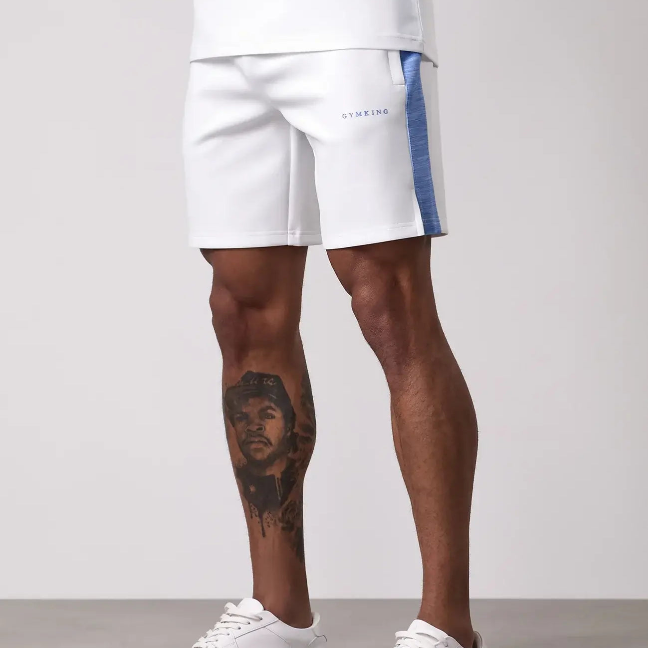 Gym King Core Plus Poly 2.0 Shorts - White/Provence Blue