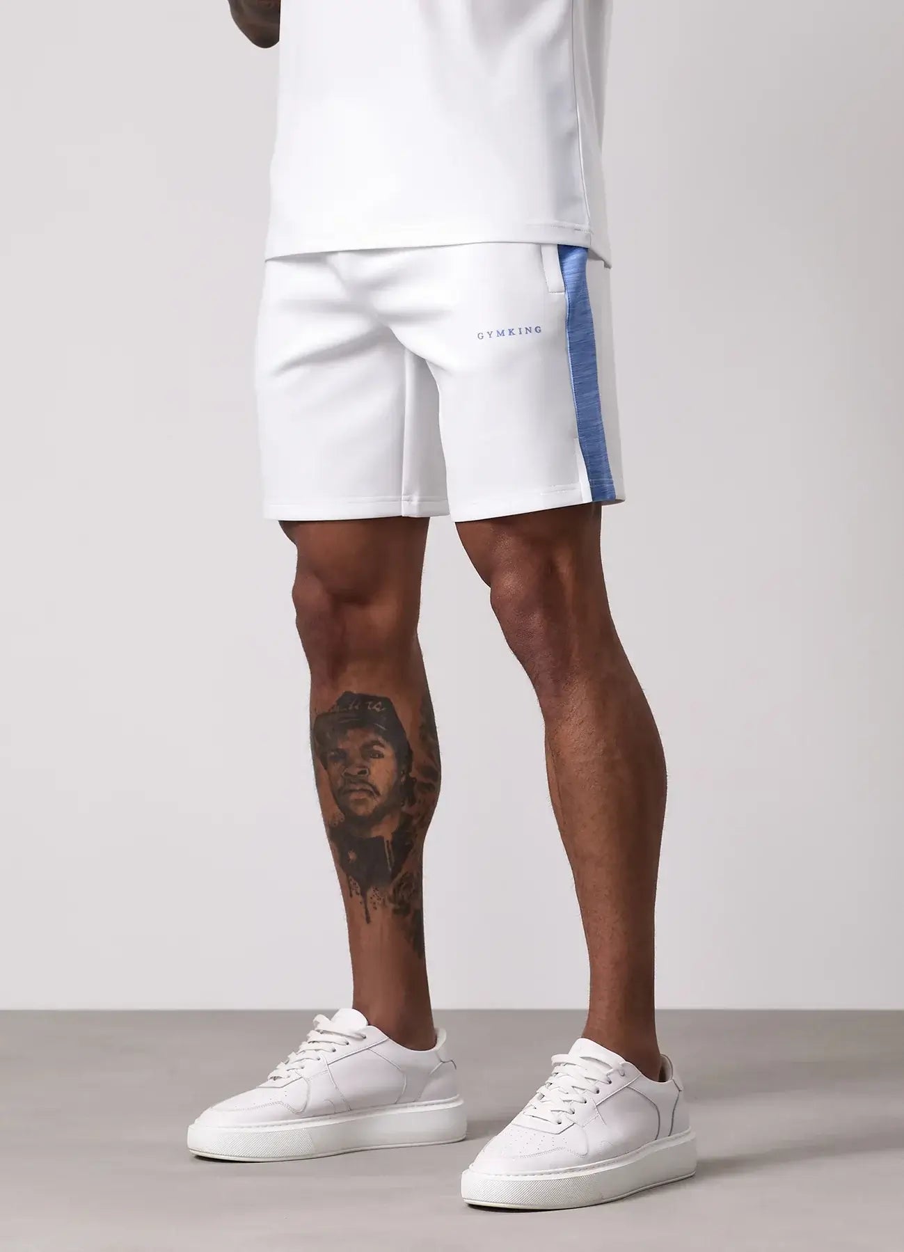 Gym King Core Plus Poly 2.0 Shorts - White/Provence Blue