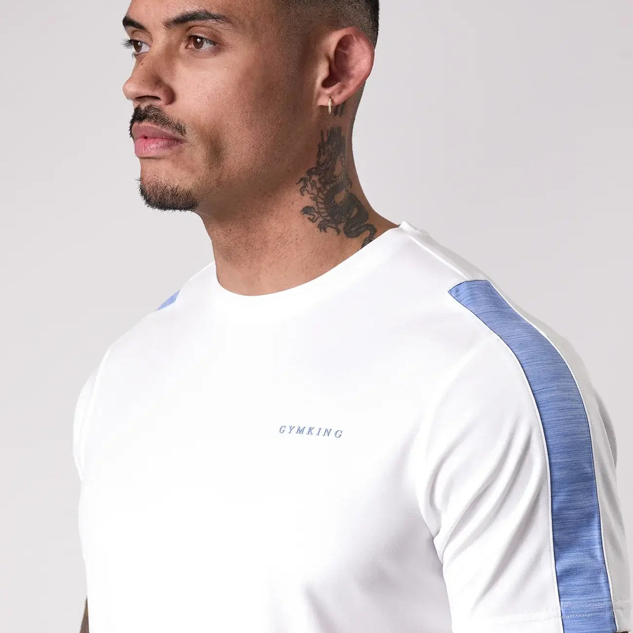 Gym King Core Plus Poly 2.0 Tee - White / Blue T-shirt