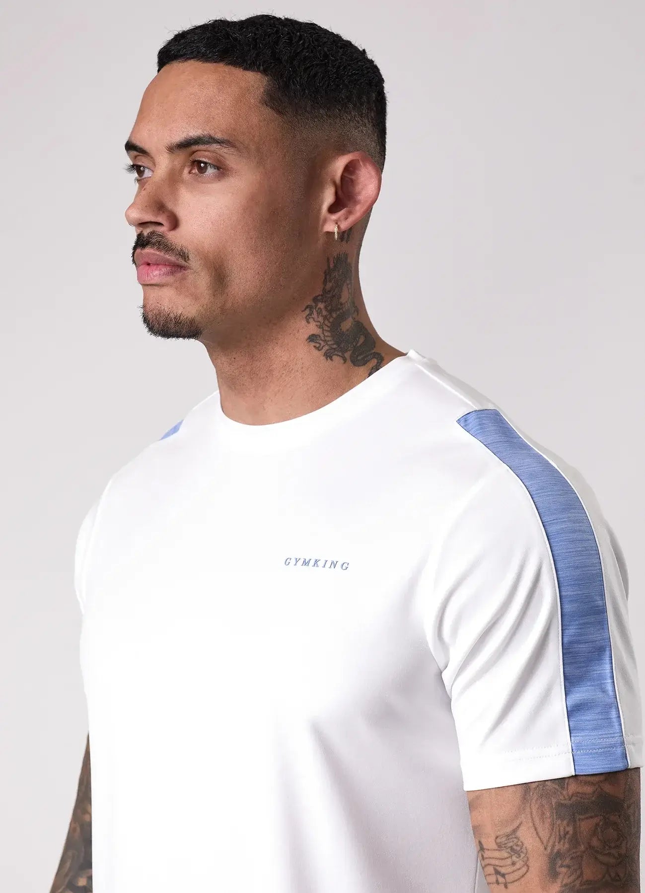 Gym King Core Plus Poly 2.0 Tee - White / Blue T-shirt