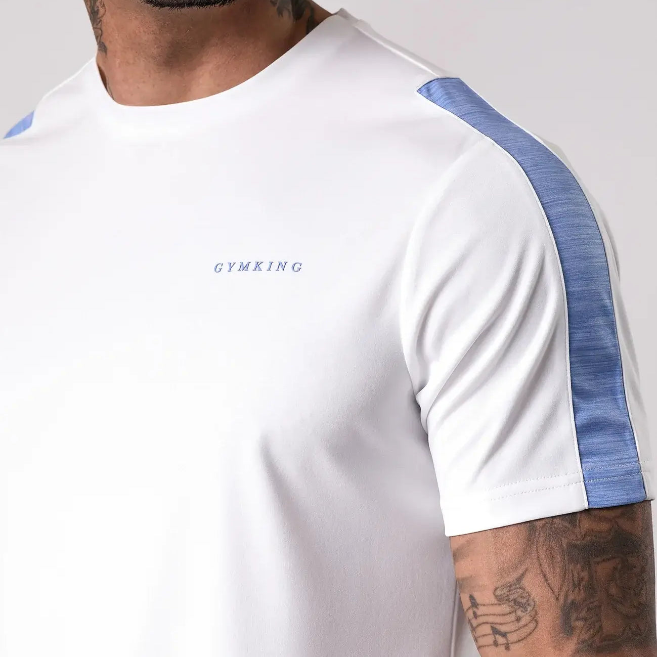 Gym King Core Plus Poly 2.0 Tee - White / Blue T-shirt