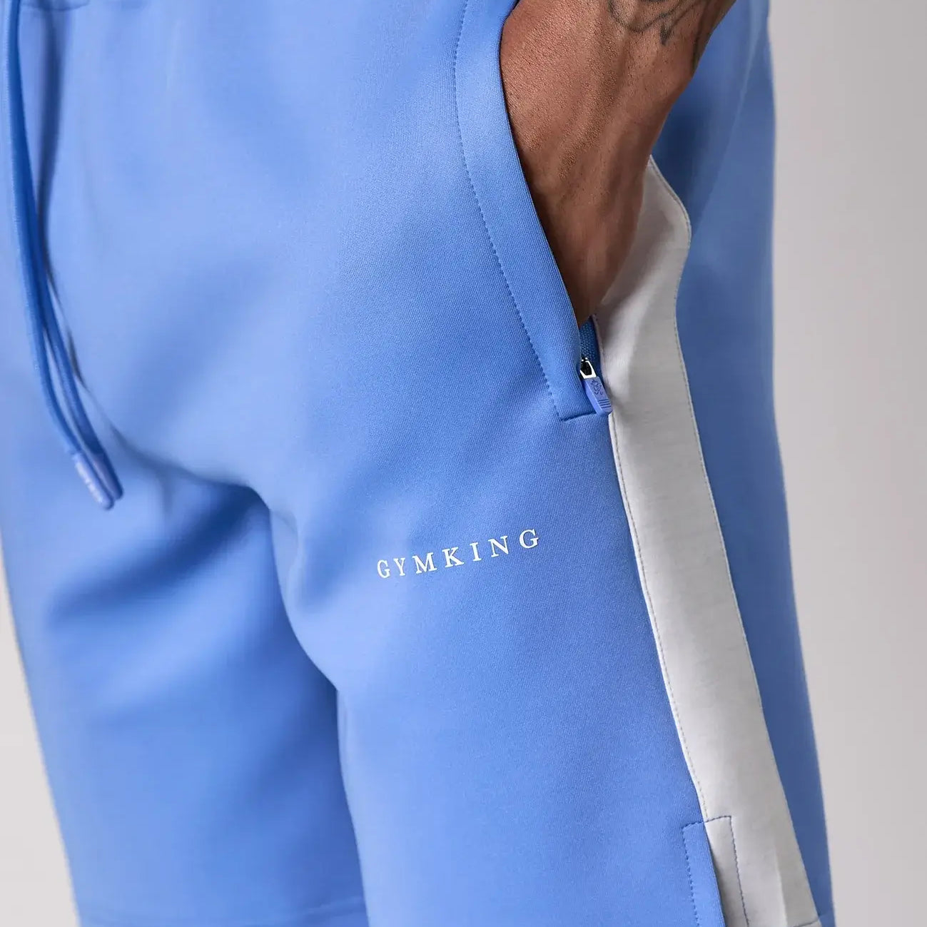 Gym King Core Plus Poly 2.0 Shorts - Provence Blue/White