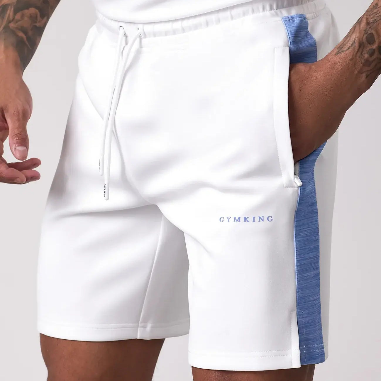 Gym King Core Plus Poly 2.0 Shorts - White/Provence Blue