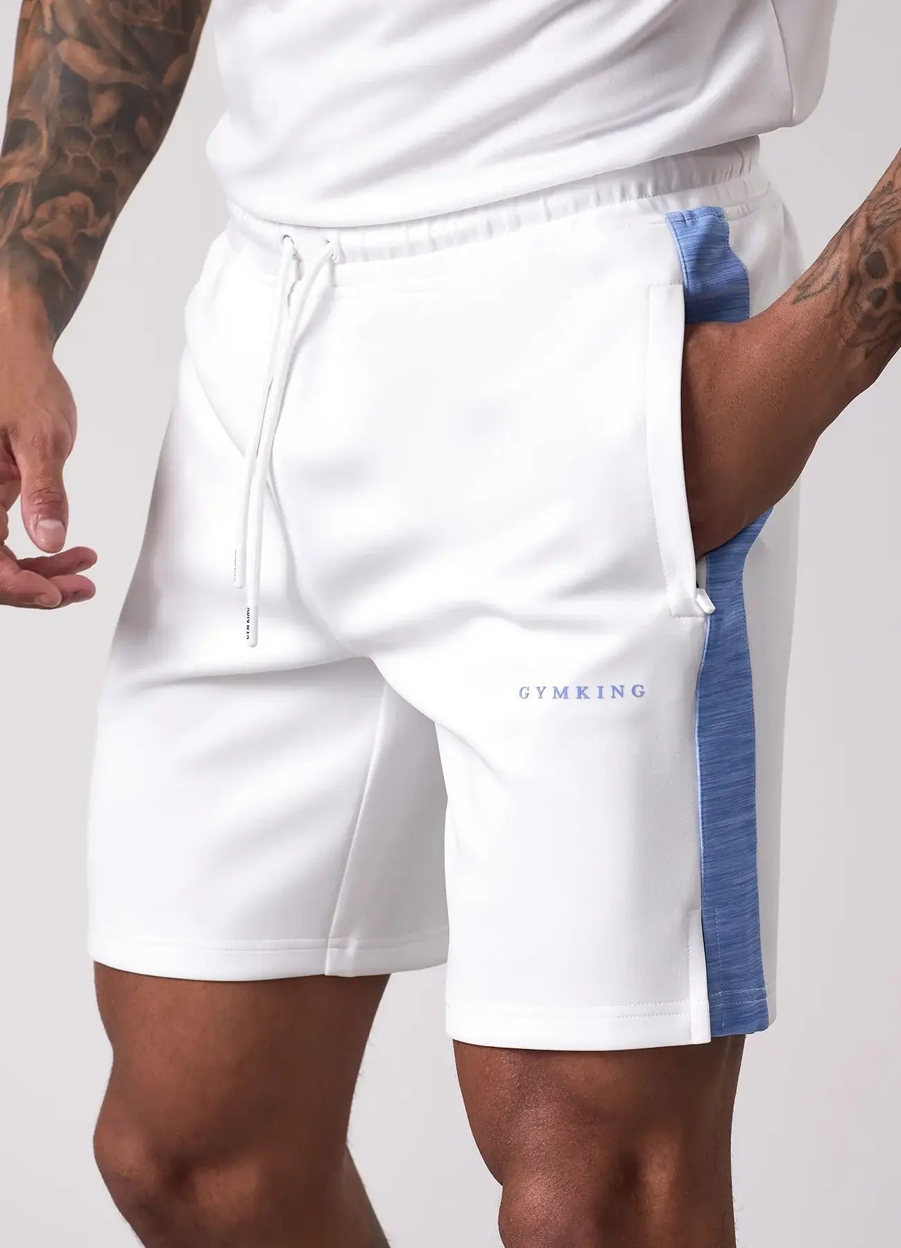 Gym King Core Plus Poly 2.0 Shorts - White/Provence Blue