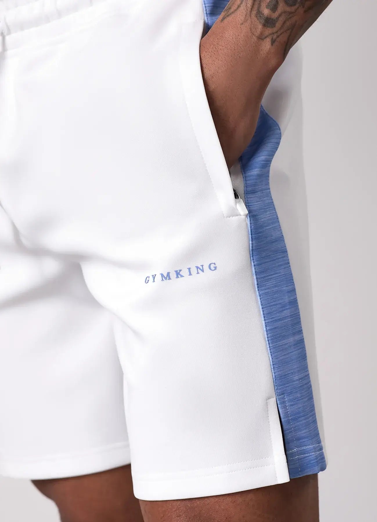 Gym King Core Plus Poly 2.0 Shorts - White/Provence Blue