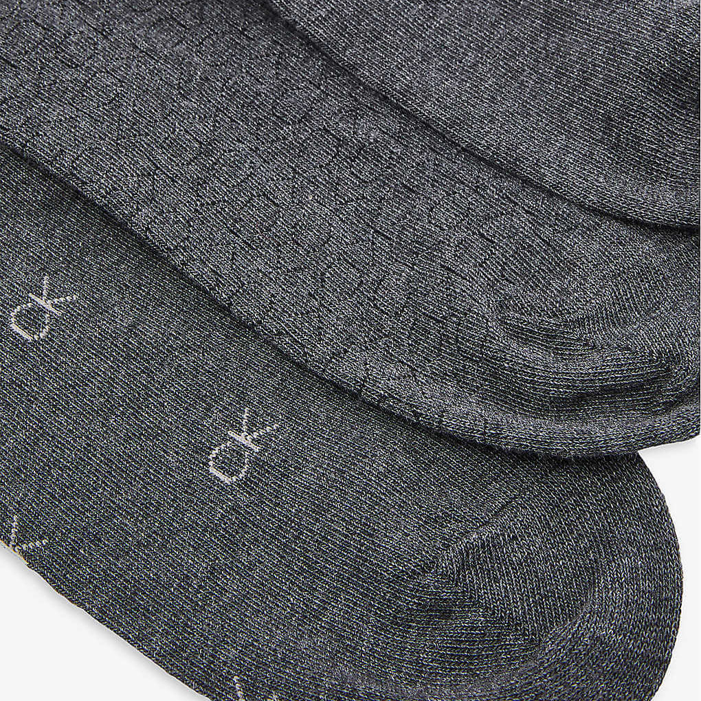 Calvin Klein 3 Pack Crew Logo Socks Box - Dark Grey Melange - Gift Pack