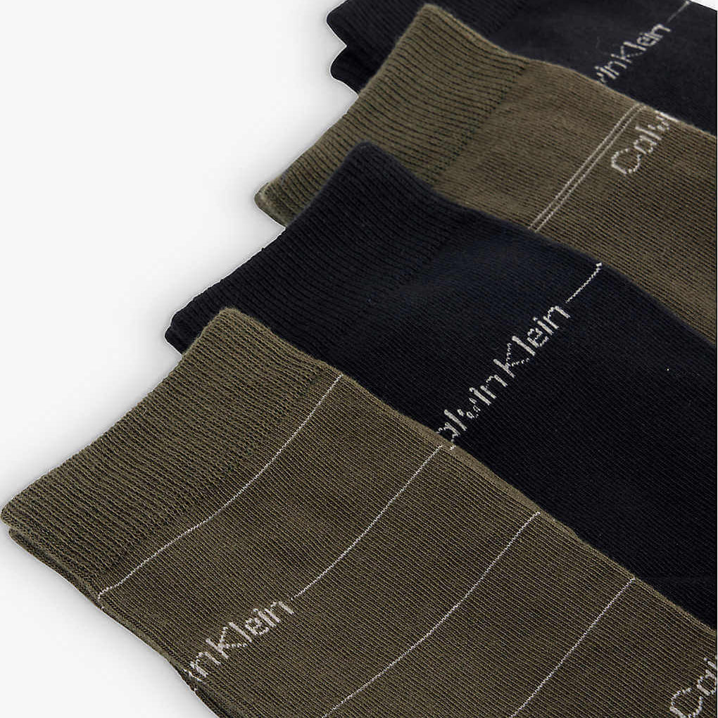 Calvin Klein 4 Pack Crew Socks Gift Box- Dark Olive Combo