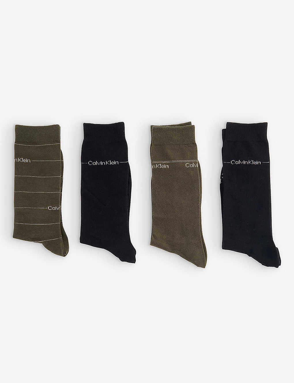 Calvin Klein 4 Pack Crew Socks Gift Box- Dark Olive Combo