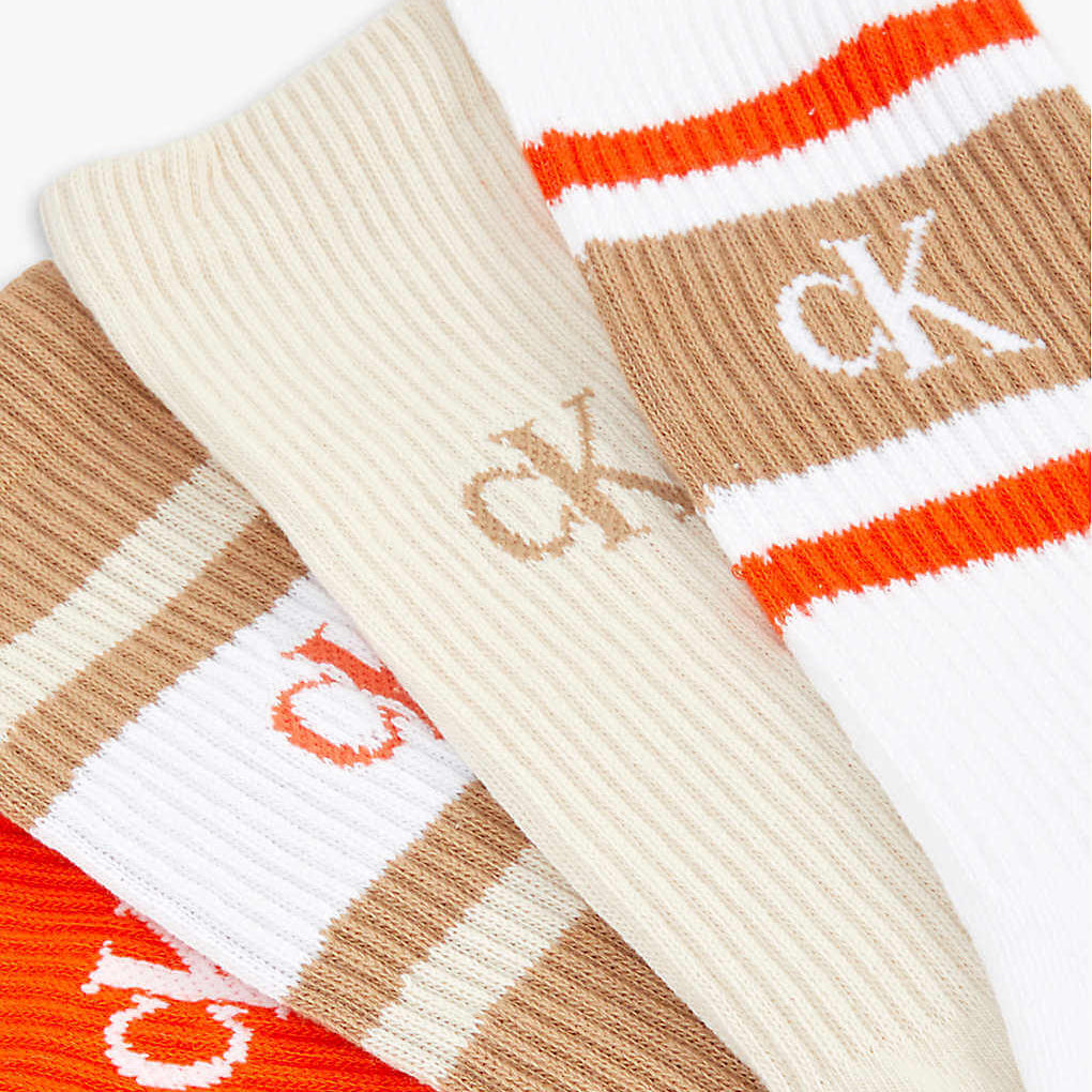 Calvin Klein 4 Pack Logo-Print Ribbed Crew Socks Gift Box - Brown Combo