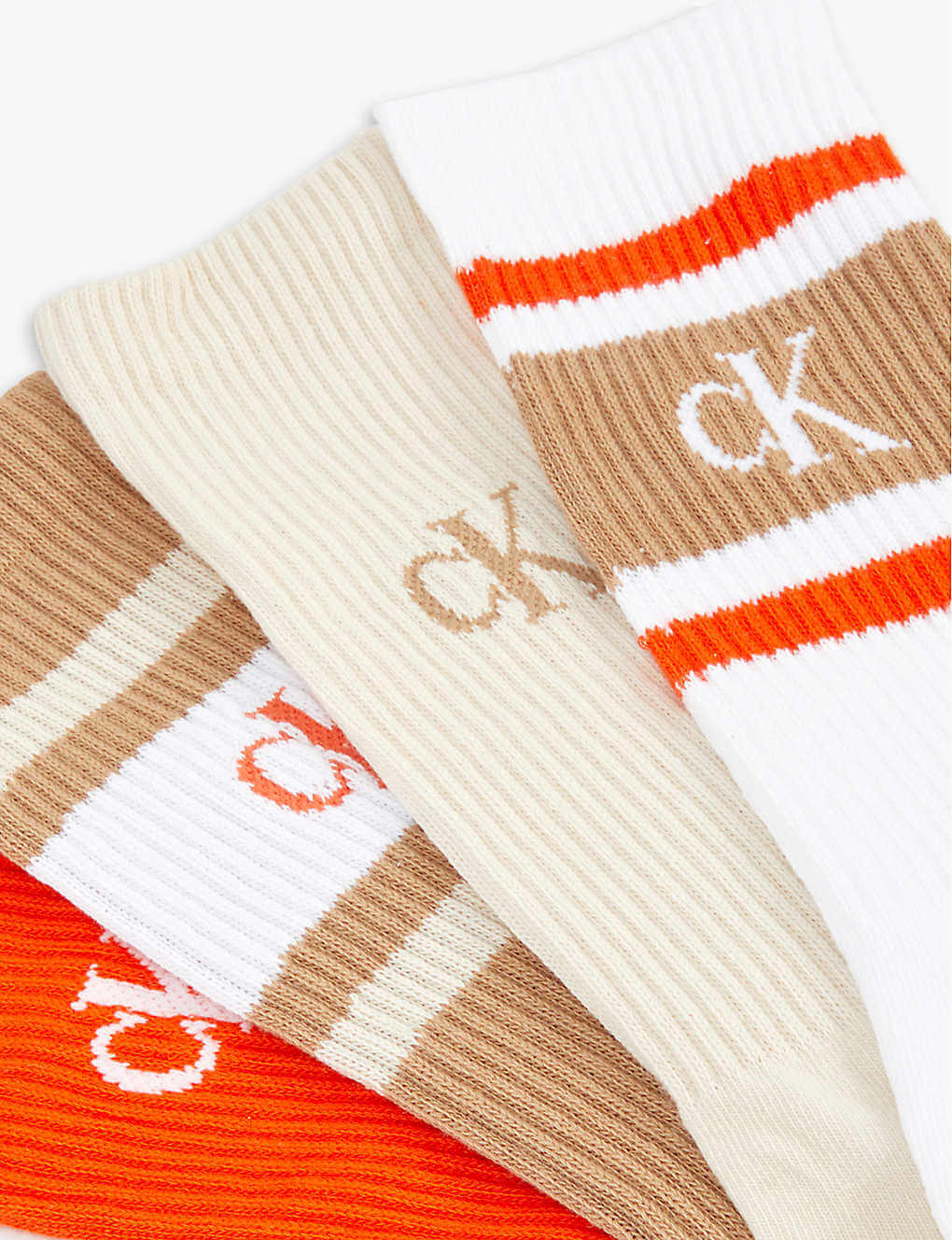 Calvin Klein 4 Pack Logo-Print Ribbed Crew Socks Gift Box - Brown Combo