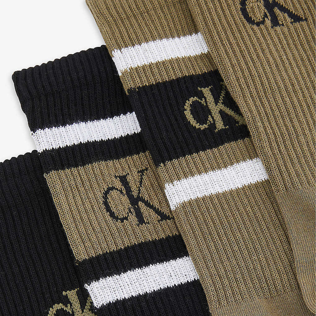 Calvin Klein 4 Pack Logo-Print Ribbed Crew Socks Gift Box - Olive Combo
