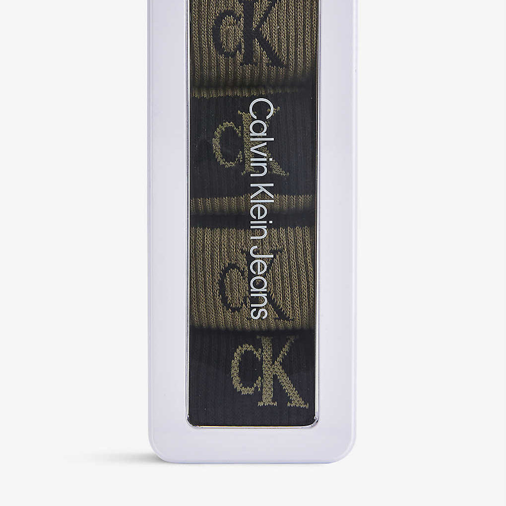 Calvin Klein 4 Pack Logo-Print Ribbed Crew Socks Gift Box - Olive Combo