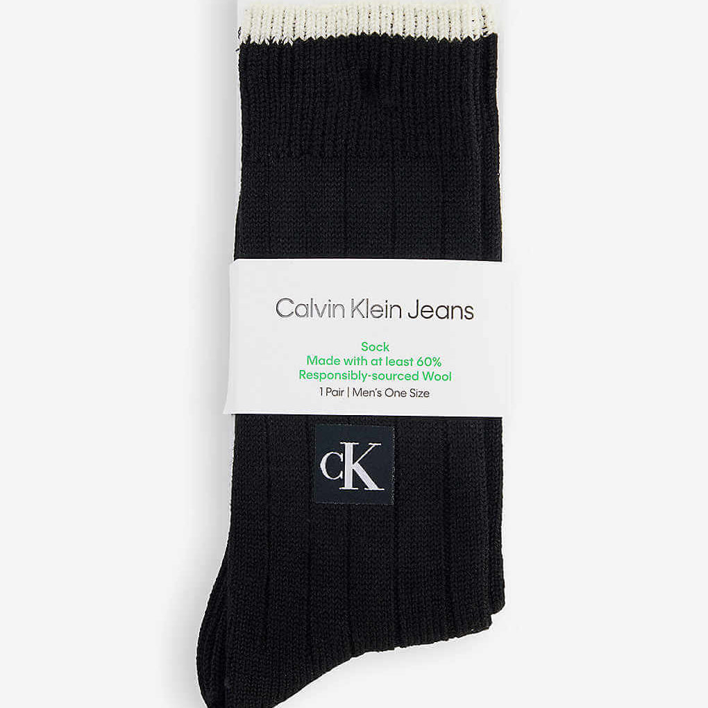 Calvin Klein Wool-Blend Knitted Crew Socks - Black | Designer Winter Classic