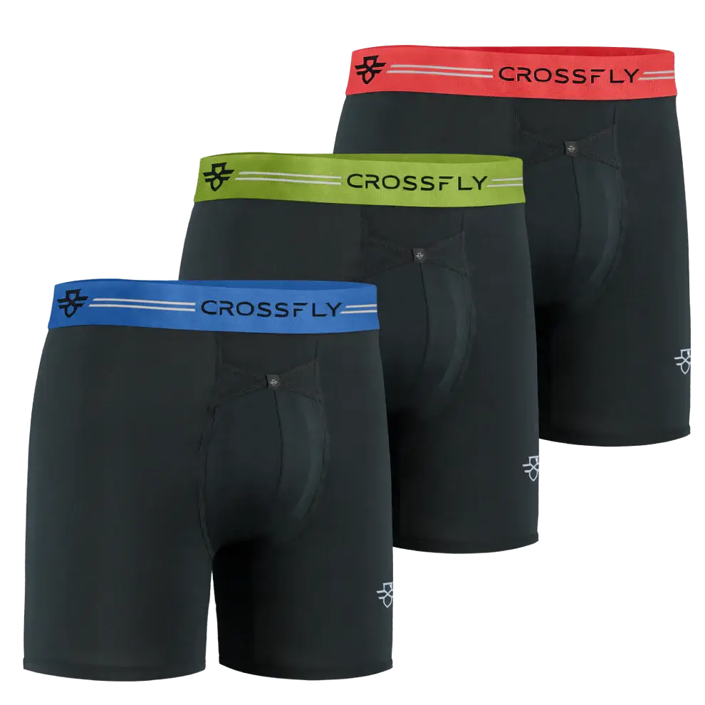 Crossfly Supersoft Modal 3 Pack Ikon Boxer Briefs - Black Multi