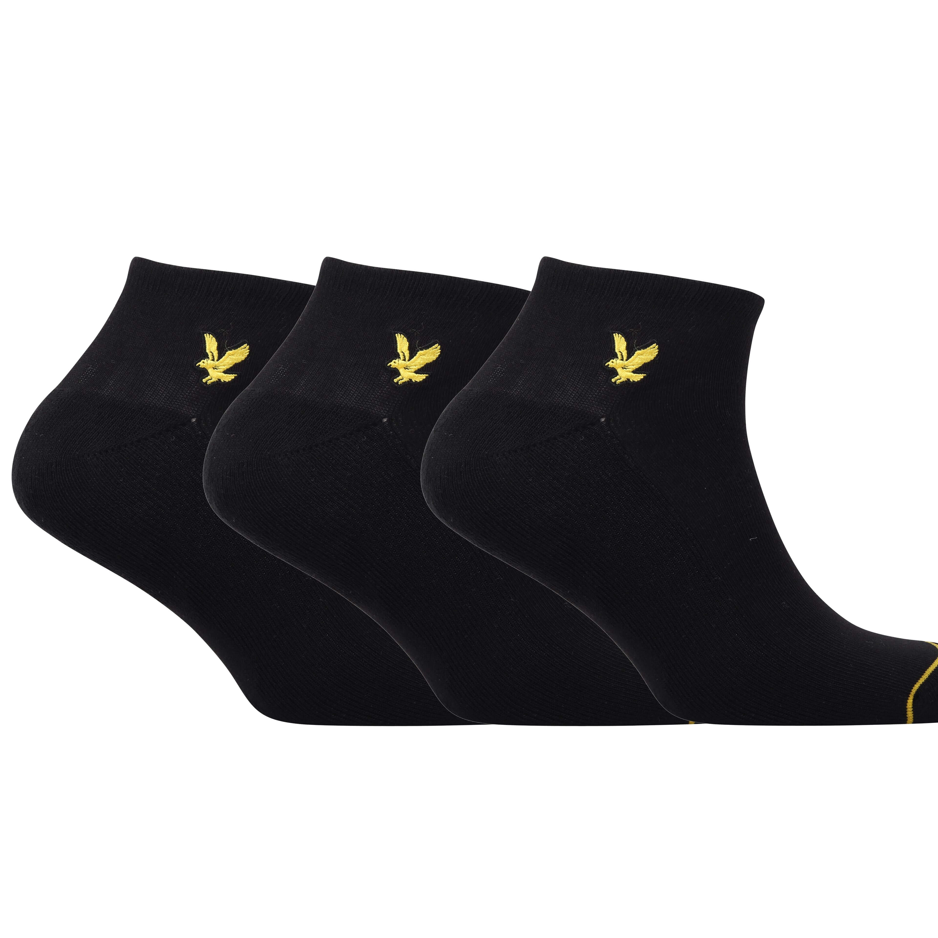 Lyle & Scott 3 Pack Ross Ankle Socks - Black