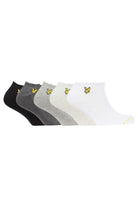 Lyle & Scott 5 Pack Ankle Socks - Black, Grey, White, Grey Marl