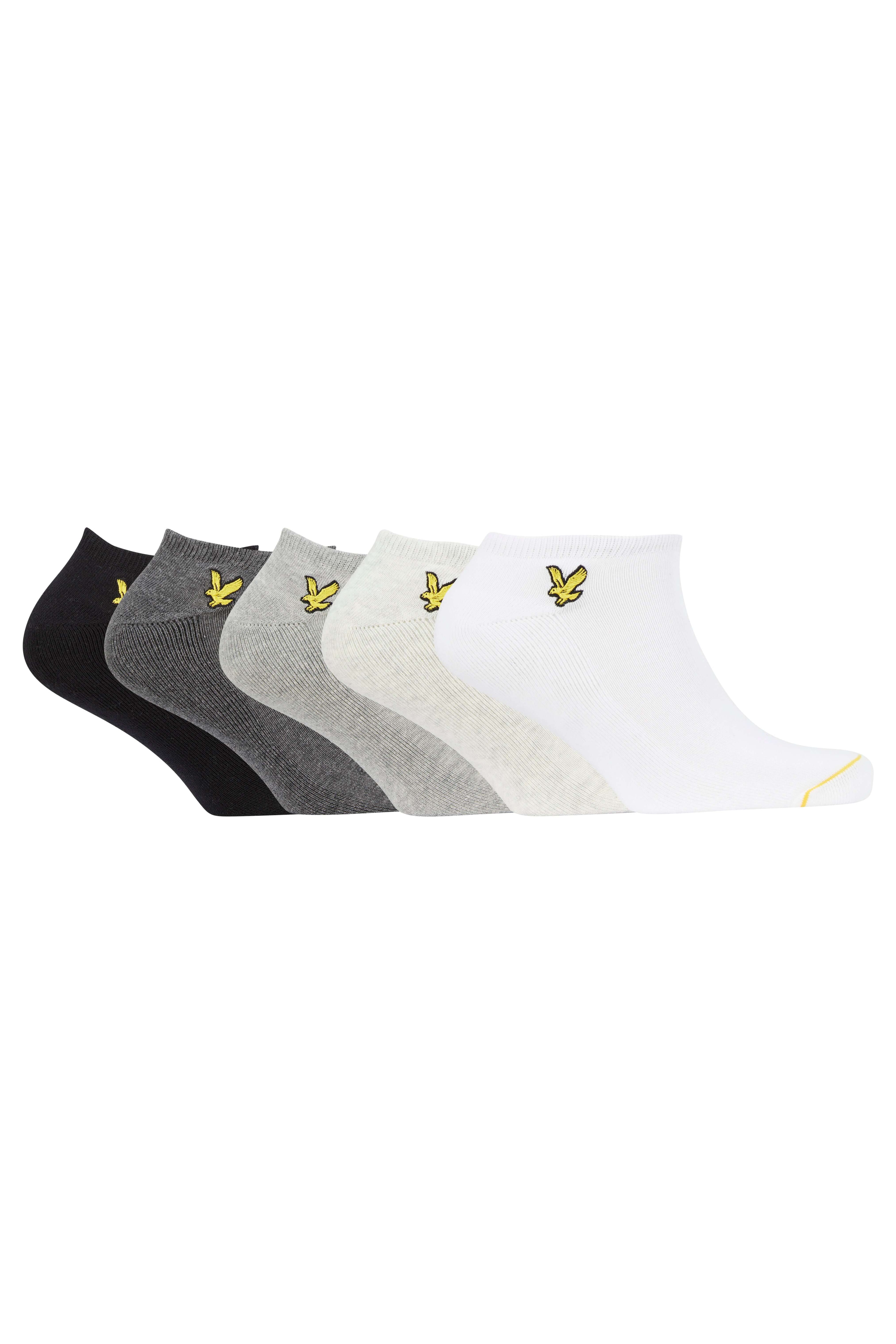 Lyle & Scott 5 Pack Ankle Socks - Black, Grey, White, Grey Marl