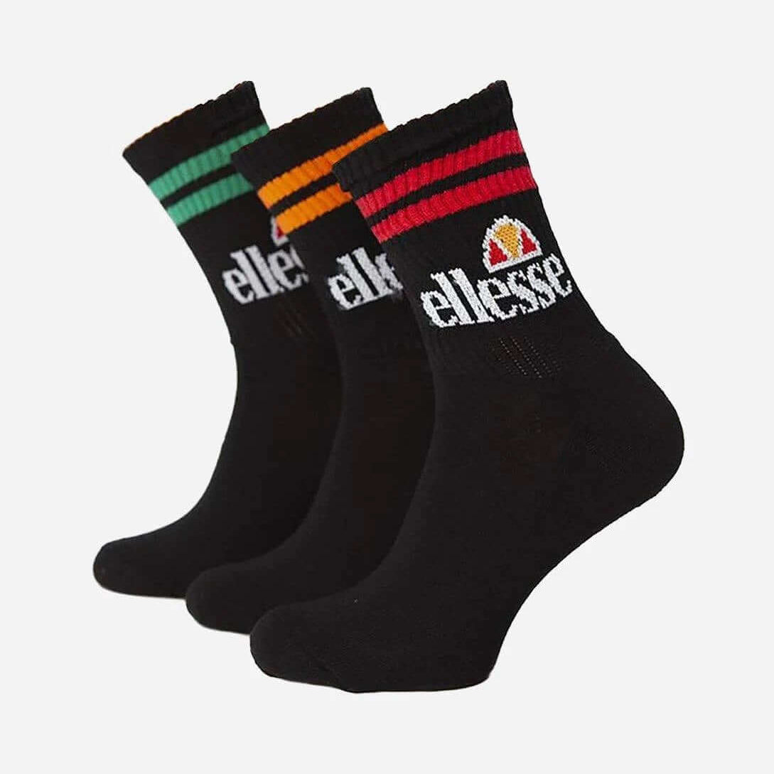 Ellesse Pullo 3 Pack Socks - Black with color stripe