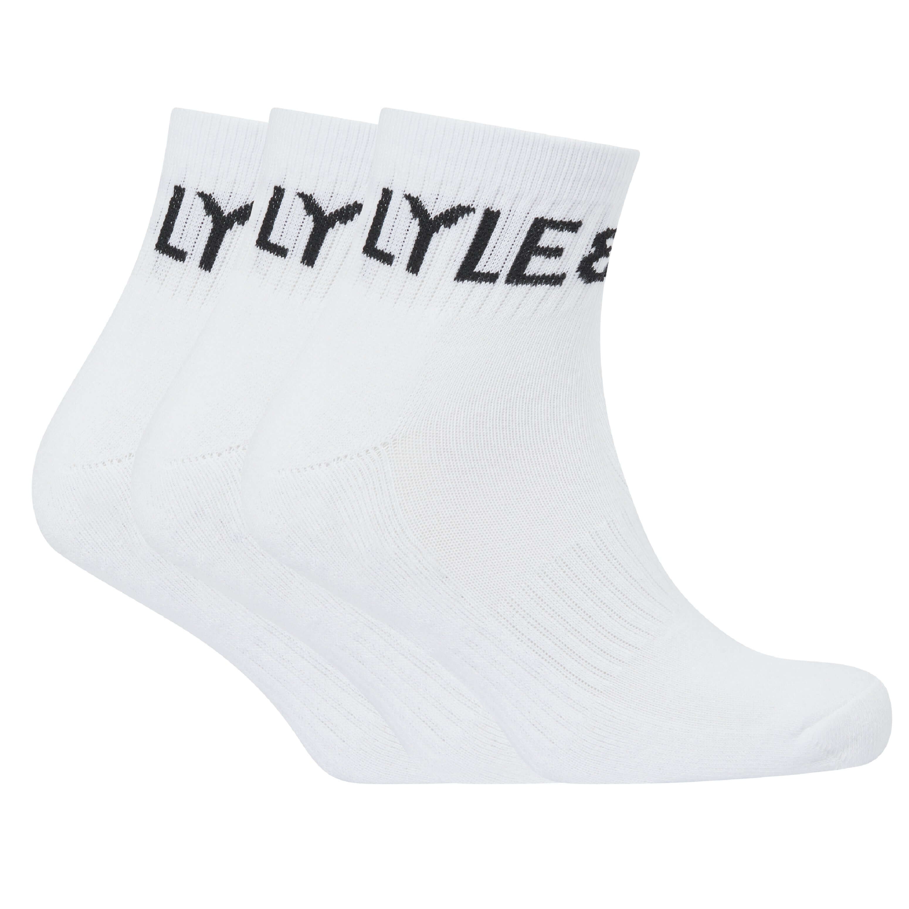 Lyle & Scott Mens Sammy 3 Pack Mid Cut Socks - White