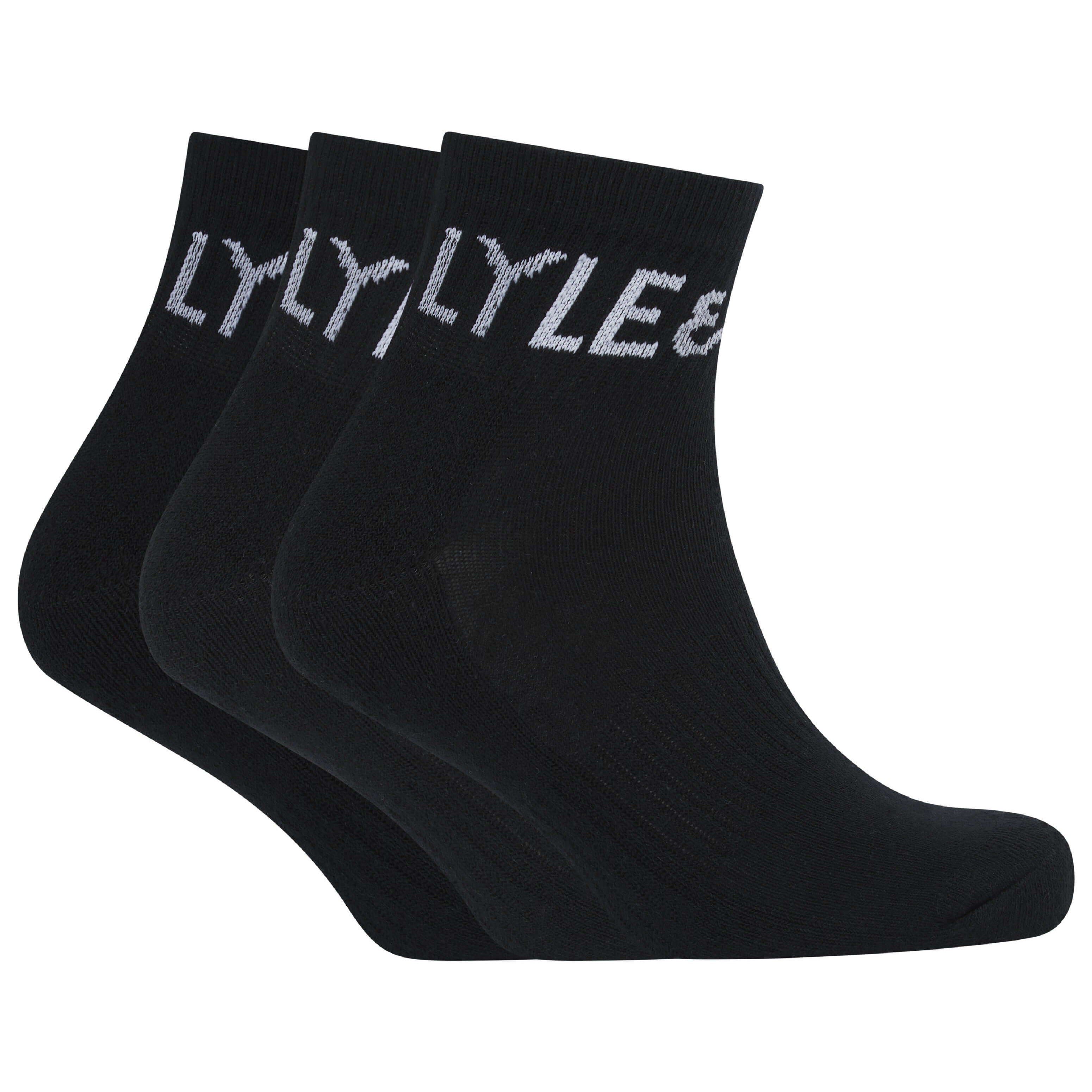 Lyle & Scott Mens Sammy 3 Pack Mid Cut Socks - Black