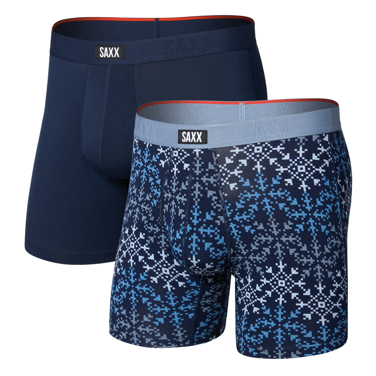 SAXX Vibe Xtra 2-Pack Soft Comfort Boxer Brief 6" – Snowflake Chevron / Maritime